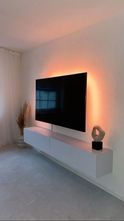 Tv For Bedroom Ideas, Tv Setup In Bedroom, Tv Bedroom Setup, Mounted Tv Ideas Living Rooms Apartment, Big Tv In Bedroom, Aesthetic Bedroom With Tv, Bedroom Entertainment Center Ideas, R&b Room Aesthetic, Bedroom Tv Aesthetic