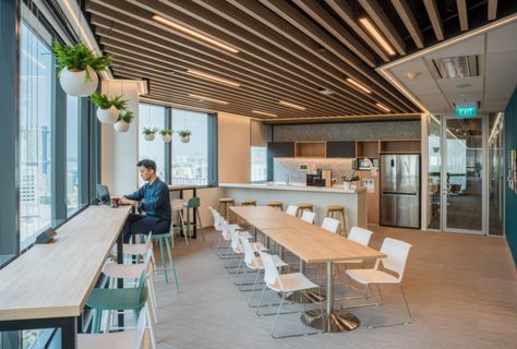 Forrester Offices - Singapore Office Pantry Interior Design, Pantry Interior Design, Canteen Design, Pantry Interior, Office Cafeteria, Cafeteria Design, Coworking Space Design, Office Canteen, Office Design Trends