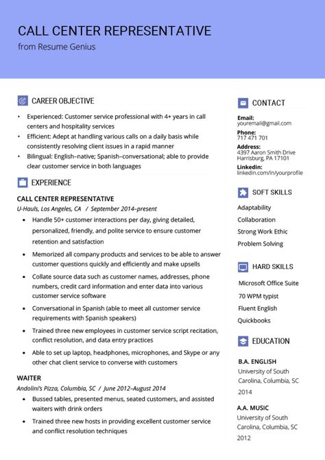 Customer Service Skills For Resume, Customer Service Tips Call Center, Call Center Resume, Customer Service Resume Examples, Customer Service Resume, Call Centre, Resume Template Examples, Student Resume Template, Job Resume Examples