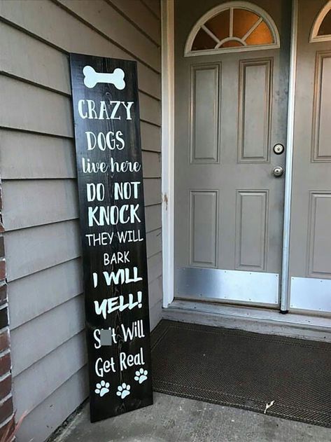 Wood Sign Ideas, Crazy Dogs, Signs Decor, Hand Painted Wood Sign, Dog Rooms, Painted Wood Signs, Sign Ideas, Dog Signs, Dog Decor