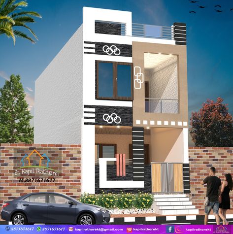 20 40 House Elevation Double Floor, Home Elevation Design, Indian House Exterior Design, House Front Wall Design, Home Elevation, 3 Storey House Design, Single Floor House Design, Modern Elevation, Front Wall Design