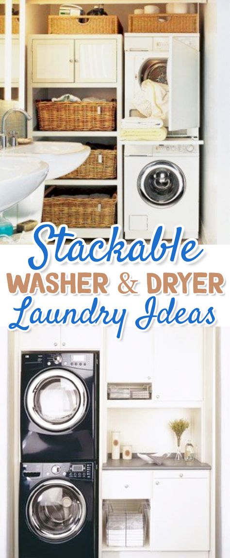 Stackable Washer and Dryer for Small Laundry Rooms, Laundry Closets and other tiny Laundry Areas #stackablewasheranddryer #laundryroomideas #smalllaundryideas #smalllaundryroom #laundryroomdoor #tinyhouse #creativestorageideas #houseideas #diyroomdecor Washer Closet, Laundry Room Stackable, Washer Dryer Laundry Room, Small Laundry Area, Stackable Laundry, Closet Master, Small Laundry Room Ideas, Tiny Laundry, Laundry Room Organization Storage