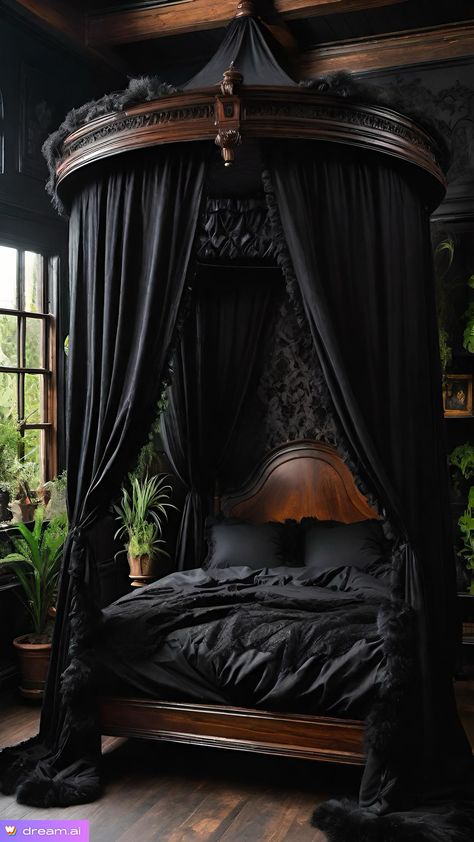 Glamour Bedroom Ideas Luxury, White Gothic Bedroom, Chalet Home, Dark Feminine Bedroom, Dark Bedrooms, Hone Decor, Bedroom Ideas Luxury, Bed Makeover, Home Spa Room