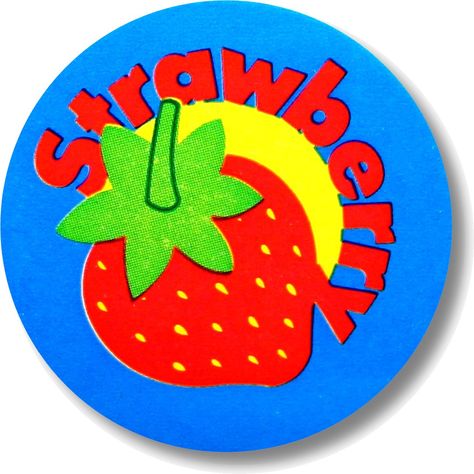 Strawberry Logo, Scratch And Sniff Stickers, Lego Logo, Strawberry Scent, Y2k Stickers, Scratch And Sniff, Pin Ideas, Pin Button, Custom Buttons