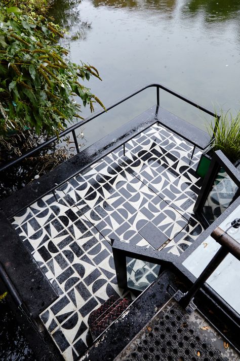 Encaustic Tiles, London Design Festival, Design Festival, Encaustic Tile, Black Tiles, Concrete Tiles, Tile Designs, The Triangle, Outdoor Tiles