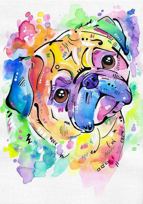 Pug Art Print, Anjing Pug, Pug Tattoo, Pug Art, Pug Gifts, A Pug, Pug Puppies, Cute Pugs, Pug Love