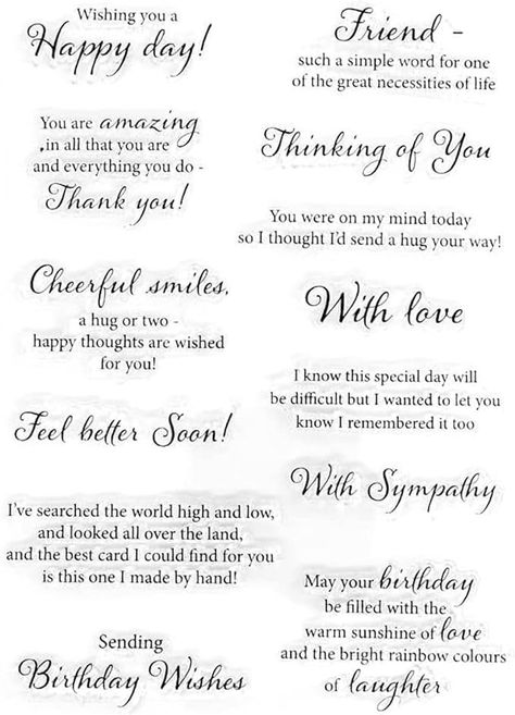 Amazon.com: Arbuya Phrase Sentiment Thinking of You with Sympathy Friends Birthday Rubber Stamps Clear Stamps for Card Making Decoration and DIY Scrapbooking -A1886 : Arts, Crafts & Sewing Birthday Card Sentiments, Sentiments For Cards, With Sympathy, Set Love, Card Sentiments, Sending Hugs, Friends Birthday, Wishes For You, Simple Words