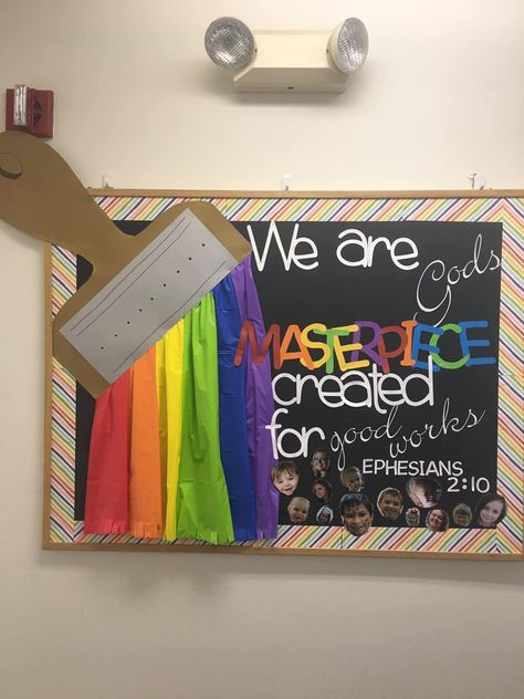 We Are His Masterpiece, We Are Gods Masterpiece Bulletin Board, Masterpiece Bulletin Board, Gods Masterpiece, Children Ministry, Boards Ideas, Vbs Themes, Graduation 2024, Ephesians 2