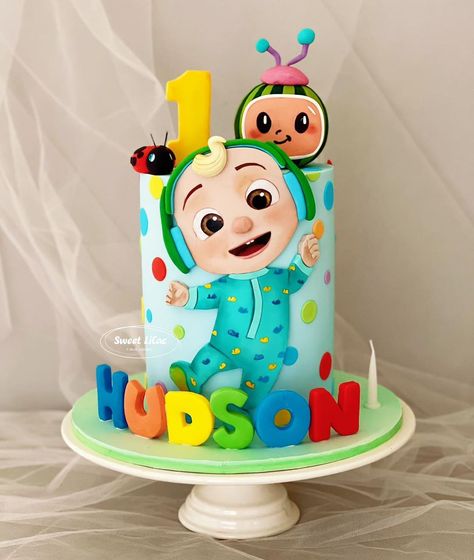 Cocomelon cake Inspired by @mastello.creations . . . #birthdaycake #cakeforgirls #cakeforher #firstbirthdaycake #cakeforkids… | Instagram Cocomelon Cake 1st Birthday, Cocomelon Party Cake, Coco Melon Theme Cake, Coco Melon Cake Ideas, Cocomelon Cake Design, Cartoon Cakes For Kids, Cocomelon Cake Ideas, Lilac Cakes, Coco Melon Cake