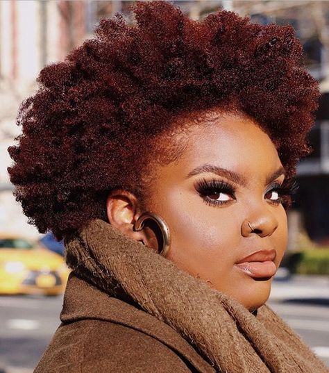 Demi Color On Natural Hair, Auburn 4c Hair, 4c Colored Hair Natural, Burgundy Twa, 4c Hair Color Ideas, Coloured Afro, Maroon Hair Dye, Colored Afro, Afro Hair Dye