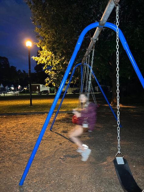 At the park during the night Reference Things, Random Poses, Park Swings, Sustained Investigation, Weird Places, Playground Swings, Friends Hanging Out, Island Town, Baby Swings