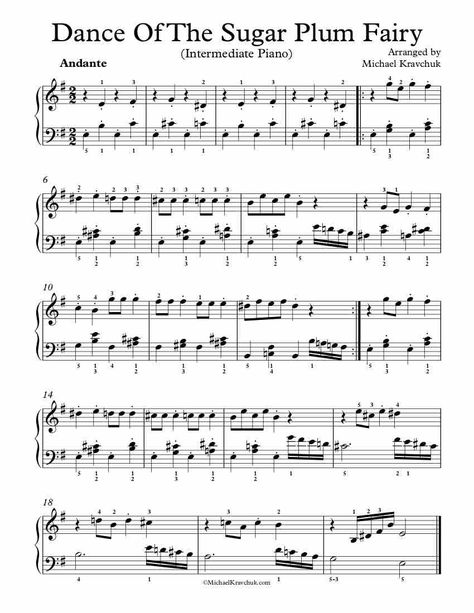 Intermediate Piano Arrangement Sheet Music – Dance Of The Sugar Plum Fairy Christmas Piano Sheet Music, Piano Songs Sheet Music, Keyboard Sheet Music, Piano Sheet Music Letters, Piano Music Easy, Cello Sheet Music, Piano Sheet Music Pdf, Clarinet Music, Beginner Piano