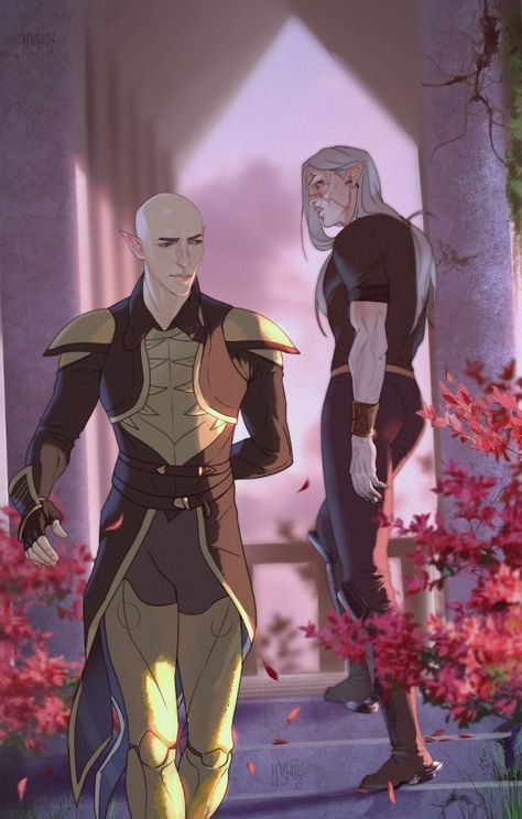 (7) When your ex-girlfriend walked past you and you're still crazy about her – @namirkontyr on Tumblr Solas Fanart, Dragon Age Zevran, Dragon Age Inquisition Cullen, Dragon Age Inquisition Solas, Cullen Dragon Age, Couple References, Dragon Age Solas, Solas Dragon Age, Dragon Age Romance