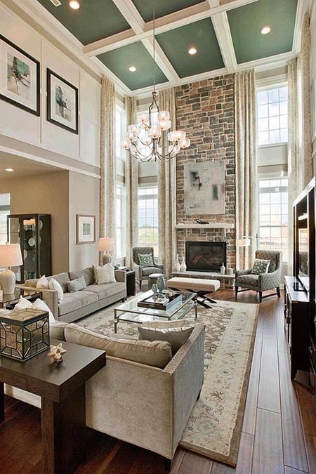 Making the Most of a Two-Story Living Room | MeganMorrisBlog.com High Ceiling Decorating, High Ceiling Living Room, Sala Grande, Foyer Decorating, Trendy Living Rooms, Versace Home, Family Room Decorating, High Ceilings, Family Room Design