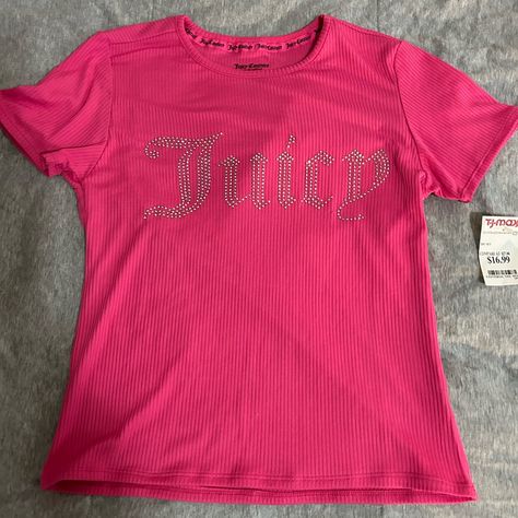 Juicy Couture Shirt 2000s, Cute Y2k Shirts, Bedazzled Shirt, Bedazzled Stuff, Juicy Couture Shirt, Bedazzled Top, Y2k Tees, Smiley Face Tee, Y2k Shirts