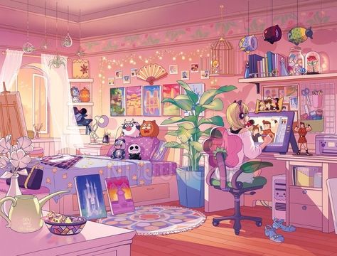 Chica Aesthetic, Bedroom Drawing, Isometric Art, Hiasan Bilik, Japon Illustration, Arte Sketchbook, Dreamy Art, Good Girl, Kawaii Wallpaper