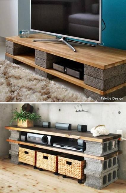 Cinder Block Projects, Diy Tv Stand Ideas, Cheap Ideas, Diy Tv Stand, Budget Home Decorating, Diy Furniture Hacks, Diy Tv, Diy Furniture Easy, Diy Holz