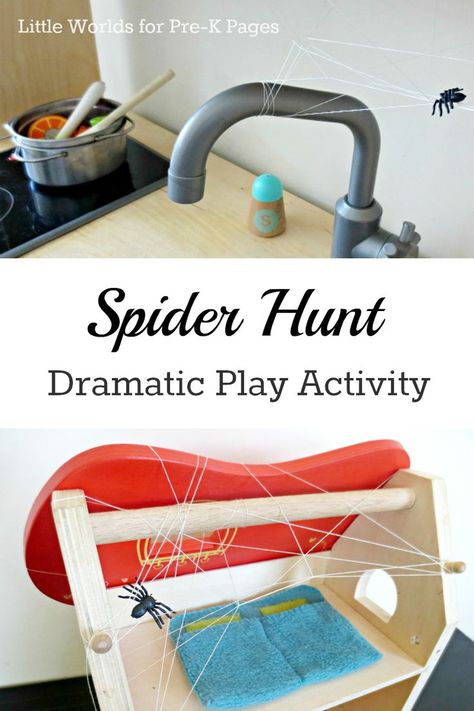 Spider Hunt Dramatic Play Activity for Preschool. So much fun camping and hunting for spiders with this creative play activity your kids will love! Spiders Preschool, Spider Unit, Joy School, Dramatic Play Activities, Dramatic Play Themes, Dramatic Play Center, Spider Theme, Bugs Preschool, High School Art Lesson Plans