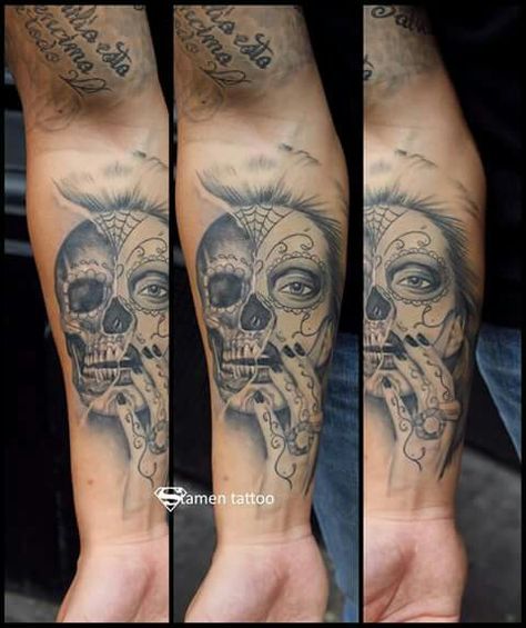 Half skeleton, half woman Half Skeleton, I Tattoo, Skull Tattoo, Art Tattoo, Skeleton, Tattoos, Art