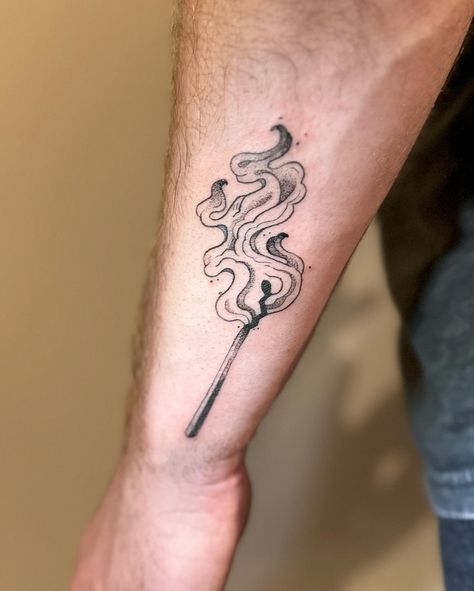 been married to this dream boy for two whole years now ✨ dom’s been wanting a matchstick tattoo so we made it happen with a lil anniversary tat last night 🫶🏼🕯️❤️‍🔥 Book Of Matches Tattoo, Match Fire Tattoo, Lit Match Tattoo, Matchbook Tattoo, Match Box Tattoo, Match Tattoo Fire, Matchstick Tattoo, Matchbox Tattoo, Match Tattoo