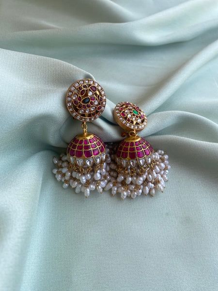 Kemp Jewellery, Unique Pearl Earrings, Marriage Jewellery, Temple Jewellery Earrings, Buy Earrings Online, Gold Jhumka Earrings, Neck Pieces Jewelry, Antique Gold Jewelry Indian, Pretty Jewelry Necklaces