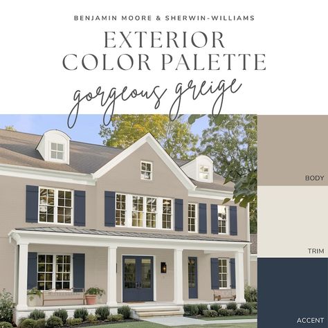 Exterior Paint Color Palette Gorgeous Greige - Etsy Grey House With Wood Accents Exterior, Exterior House Colors Behr Paint, Taupe House With White Trim, Exterior Paint Colors For 80s House, Tan House Gray Shutters, Exterior House Colors Dunn Edwards, Beige House Exterior Modern, Colonial House Exterior Colors Schemes, Modern Tan House Exterior