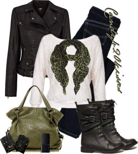 "Combat boot contest" by candy420kisses ❤ liked on Polyvore Bike Night, Combat Boot Outfits, Combat Boot Outfit, How To Have Style, Winter Leather Jackets, Bag Scarf, Green Flats, Boating Outfit, Red Scarf