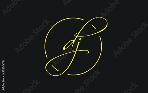 Stock Image: dj or jd Cursive Letter Initial Logo Design, Vector Template Dj Initials Tattoo, Dj Letter Logo, Initial Logo Design, Dj Logo, Initials Logo Design, Initial Logo, Initial Tattoo, Cursive Letters, Initials Logo