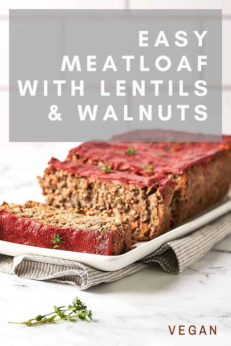 Looking for a hearty vegan main dish for the holidays? Look no further than this delicious lentil loaf recipe. Made with lentils, oats, walnuts, onions, celery, carrots, and relish, this vegan meatloaf is a great choice for the holidays and makes wonderful leftovers too! Recipe With Lentils, Vegan Meatloaf Recipe, Vegan Main Dish, Lentil Meatloaf, Cooking Green Lentils, Vegan Meatloaf, Lentil Loaf, Vegan Worcestershire Sauce, Vegan Lentil