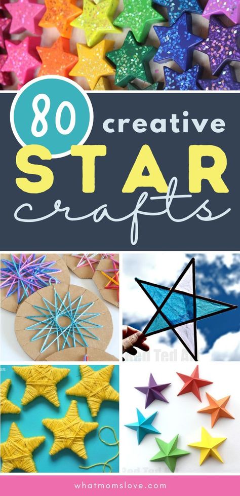 The BEST star crafts ideas for kids (from preschool and toddlers) & adults, including how to make paper stars, easy star ornaments and more! Perfect for holidays like Christmas, Hanukkah, New… Star Shape Activity, Stars Preschool, Christmas Star Crafts, Stellar Vbs, Star Crafts, Epiphany Crafts, Christmas Nursery, Star Craft, Nursery Space