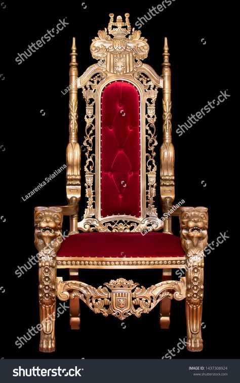 Red royal chair isolated on black background. Place for the king. Throne. Tsar's chair. #Ad , #SPONSORED, #isolated#black#chair#Red King Throne Chair, King Throne, Queen Chair, Concrete Rose, King On Throne, Royal Chair, King Chair, Royal Decorations, Royal Throne