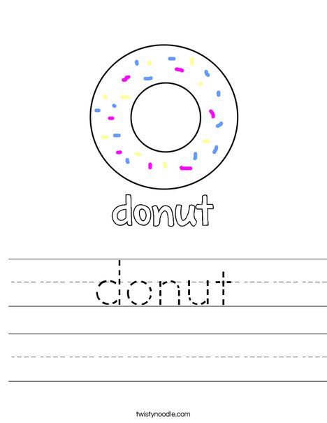 donut Worksheet - Twisty Noodle Tracing Font, Literacy Week, Transportation Worksheet, Twisty Noodle, Lesson Plans For Toddlers, Food Coloring Pages, Food Activities, Holiday Lettering, Kids English