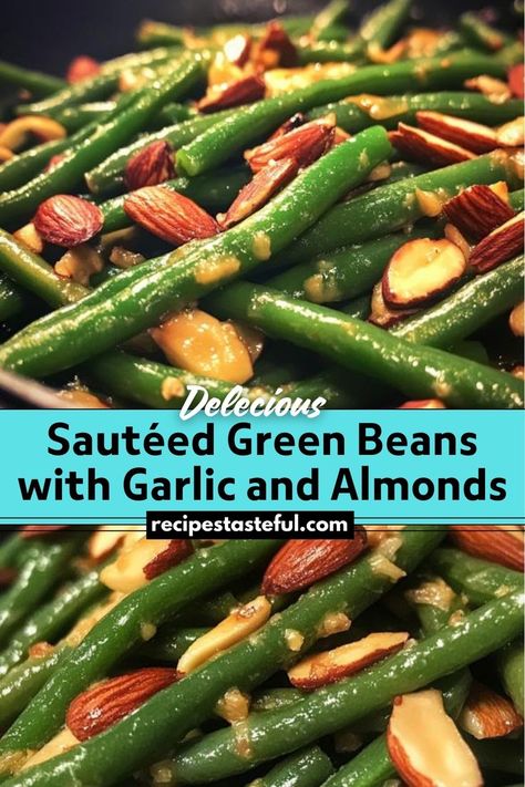 Sautéed Green Beans with Garlic and Almonds is a quick, healthy side dish featuring tender-crisp green beans, aromatic garlic, and crunchy almonds. Perfect for complementing a variety of main courses while adding a touch of elegance and flavor. Green Beans With Garlic, Green Beans With Almonds, Lemon Green Beans, Sauteed Green Beans, Christmas Recipes Easy, Garlic Green Beans, Vegetable Side Dishes Recipes, Healthy Side Dish, Side Dishes Recipes