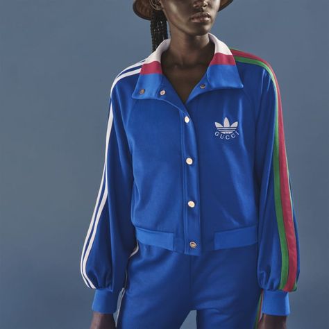 adidas x Gucci Cropped Jacket Adidas Jacket Outfit, Adidas X Gucci, Warm Jackets, Sports Jackets, Adidas Jackets, Jacket Outfit, Adidas X, Warm Jacket, Cropped Jacket