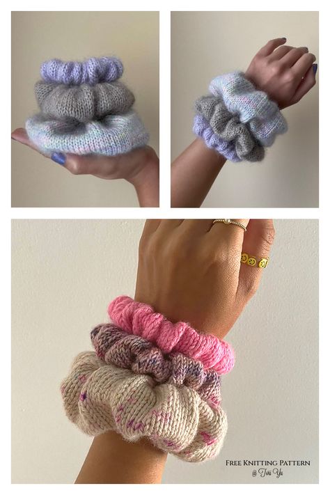 Soho Scrunchie Free Knitting Pattern Knitted Braid Pattern, Knitting Patterns Bags Free, Knitted Scrunchies Free Pattern, Knit Scrunchie Pattern, Crochet Scrunchies Pattern, Knitted Scrunchies, Find Your Fade Shawl, Snood Knitting Pattern, Knit Scrunchie