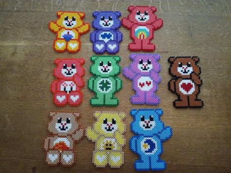 Perler Bead Patterns Care Bears, Melt Beads Patterns, Hamma Beads Ideas, Pearl Beads Pattern, Fuse Bead Patterns, Art Templates, Diy Perler Bead Crafts, Diy Perler Beads, Melting Beads