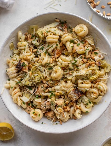 lemon chicken artichoke pasta salad Chicken Artichoke Pasta, Artichoke Pasta Salad, Chicken Artichoke, Lemon Chicken Pasta, Artichoke Pasta, Best Pasta Salad, Artichoke Chicken, Tortellini Salad, Artichoke Recipes