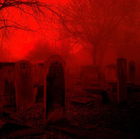 Red Halloween Aesthetic, Red Cemetery, Red Whimsigoth, Red Goth Aesthetic, Cemetery Aesthetic, Vampire Goth Aesthetic, Creepy Room, Creepy Pics, Blood Mage