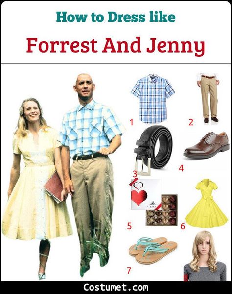 Forrest Gump & Jenny Curran Costume for Cosplay & Halloween 2021 Jenny And Forest Gump Costume, Forest Gump And Jenny Costume Diy, Forrest Gump And Jenny Costume, Forest Gump And Jenny, Forrest Gump Costume, Mom Halloween Costumes, Cute Couples Costumes, Yellow Summer Dress, Forest Gump