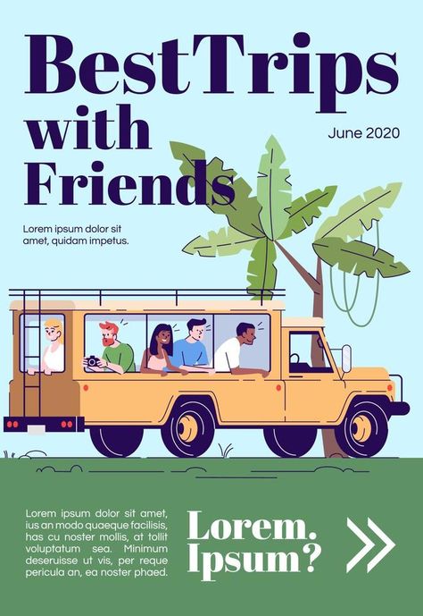 Best trips with friends magazine cover template. Safari tour. Indonesia tourism. Journal mockup design. Vector page layout with flat character. Advertising cartoon illustration with text space Journal Mockup, Friends Magazine, Trips With Friends, Indonesia Tourism, Magazine Cover Template, Flat Character, Space Text, Space Space, Magazine Layout Design