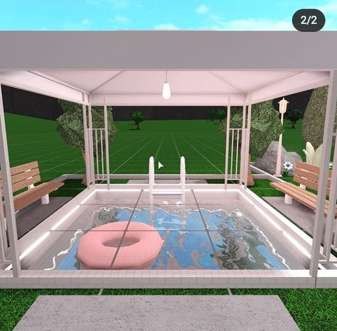 Cute Bloxburg Pool Ideas, Bloxburg Small Pool Ideas, Blocksburg Pool Ideas, Stuff To Add To Your Bloxburg House, Bloxburg House Ideas Pool, Indoor Pool Bloxburg, Bloxburg Pool Ideas Modern, Roblox Bloxburg Pool Ideas, Bloxburg Backyard Ideas Aesthetic