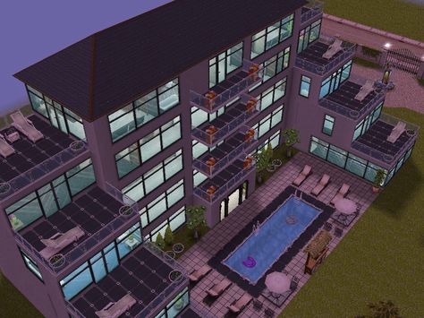 The sims freeplay Sims Hotel Ideas, Sims Hotel, Sims 4 Hotel, House Side View, Black Mansion, Sims3 Cc, Casas The Sims Freeplay, The Sims Freeplay, Luxury Villa Design