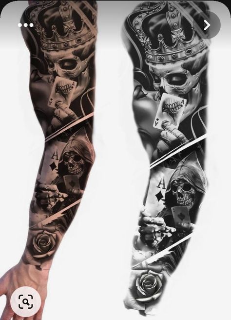 Flower Skull Tattoo, Kurt Tattoo, Voll Arm-tattoos, Tattoo Homme, Full Hand Tattoo, Chicano Tattoos Sleeve, Skull Sleeve Tattoos, Skull Sleeve, Full Sleeve Tattoo Design