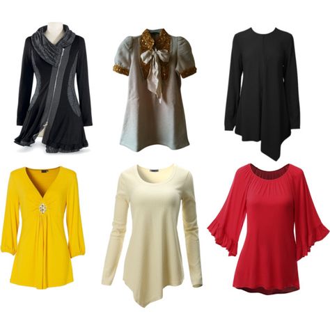 Instead of adding volume, find a tunic with a slimming effect. Tunic Tops With Jeans Stylists, Tunic Tops With Jeans, Inverted Triangle Body Shape Fashion, Triangle Body Shape Fashion, Apple Shape Fashion, Apple Shape Outfits, Tunic Sewing Patterns, Plus Size Patterns, Future Clothes