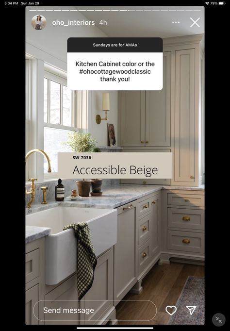 Updating Traditional Kitchen Cabinets, Anew Gray Cabinets Sherwin Williams, White And Tan Kitchen Cabinets, Sw Realist Beige Cabinets, Antique Beige Kitchen Cabinets, Accesible Beige Cabinet, Cream Colored Kitchen Cabinets Colour Schemes, Sherwin Williams Cabinet Colors, Accessible Beige Kitchen Cabinets