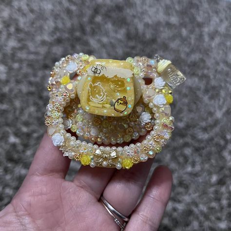 I might be biased but you should probably buy this on Depop 👍 #winniethepooh #wtp #pacifier #adultpacifier Yellow Pacifier, Deco Pacifier, Age Reg, Bling Pacifier, Puppy Boy, Adult Pacifier, Baby Mode, Paci Clip, Tiny Space