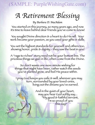 Retirement Poems, Blessing Poem, Prayer Gifts, Memorial Poems, Baby Blessing, Inspirational Poems, Teacher Retirement, Birthday Blessings, Poems Beautiful