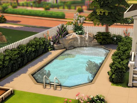 The Sims Resource - Deham Domicile (NO CC) Sims 4 Small Pool Ideas, Sims 4 Backyard Ideas No Cc, Sims 4 Pool Ideas Base Game, Sims 4 Swimming Pool Ideas, Sims 4 Garden Ideas No Cc, Sims Patio Ideas, Pool Ideas Sims 4, Sims 4 Backyard Ideas Pool, Sims Pool Ideas