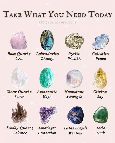 Take What You Need | Crystal healing chart, Crystals healing properties, Crystal healing stones Different Types Of Crystals, Gemstones Chart, Crystal Healing Chart, Crystal Guide, Crystals Healing Properties, Spiritual Crystals, Herbal Magic, Types Of Crystals, Gemstone Meanings