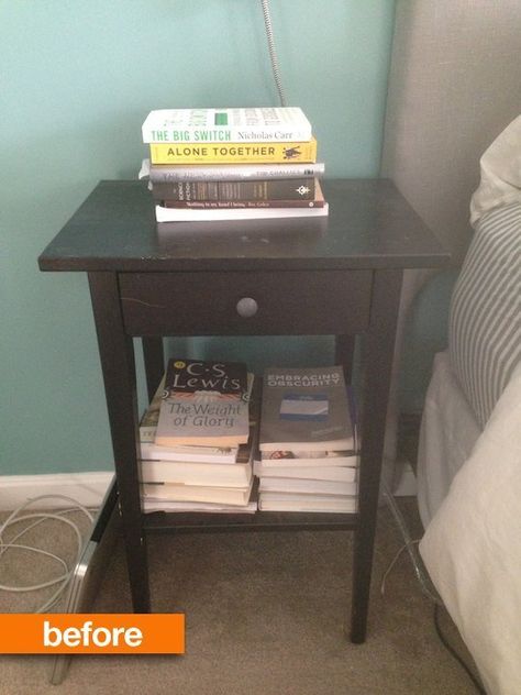 Before & After:  IKEA Hemnes Nightstand Gets an Inventive Upgrade Ikea Hemnes Nightstand, Hemnes Nightstand, Nightstand Hack, Ikea Hemnes Bed, Hemnes Bed, Ikea Nightstand, Ikea Furniture Makeover, Ikea Hemnes Dresser, Hemnes Dresser